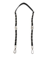 Dolce & Gabbana Black Leather Silver Chain Bag Accessory Shoulder Strap